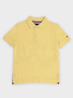 Tommy Hilfiger - Yellow Logo Regular Fit Cotton Polo T-shirt