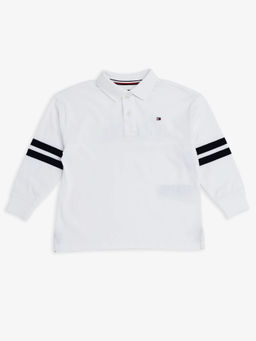 Tommy Hilfiger - White Logo Relaxed Fit Cotton Polo T-shirt