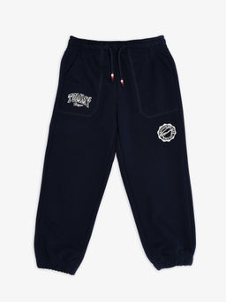 Tommy Hilfiger - Navy Blue Relaxed Fit Typographic Mid Rise Joggers