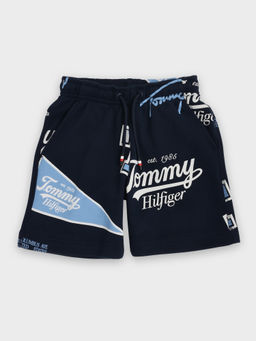 Tommy Hilfiger - Navy Blue Relaxed Fit Printed Mid Rise Shorts