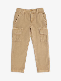 Tommy Hilfiger - Beige Straight Fit Solid Mid Rise Trouser