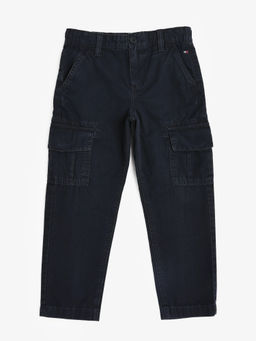 Tommy Hilfiger - Navy Blue Straight Fit Solid Mid Rise Trouser