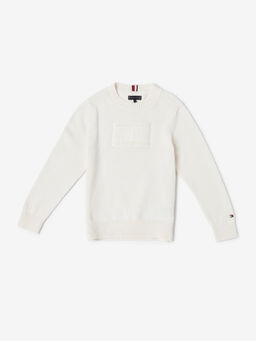 Tommy Hilfiger - Beige Logo Regular Fit Cotton Sweater