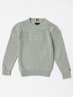 Tommy Hilfiger - Green Logo Regular Fit Cotton Sweater
