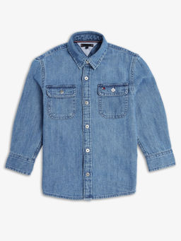 Tommy Hilfiger - Blue Solid Regular Fit Cotton Shirt