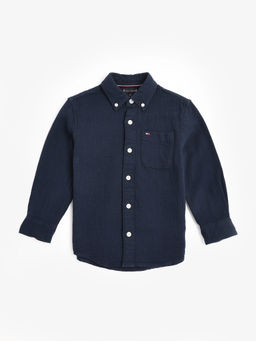 Tommy Hilfiger - Navy Blue Solid Regular Fit Cotton Shirt
