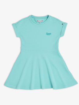 Tommy Hilfiger - Green Cotton Crew Neck A-Line Dress