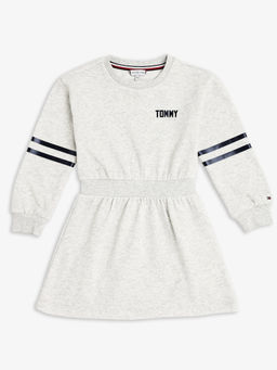 Tommy Hilfiger - Light Grey Cotton Crew Neck A-Line Dress