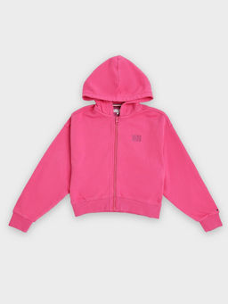 Tommy Hilfiger - Pink Relaxed Fit Cotton Zip-Front Hoodie