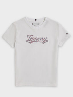 Tommy Hilfiger - White Logo Regular Fit Cotton T-shirt