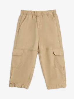 Tommy Hilfiger - Beige Loose Fit Solid Mid Rise Trouser