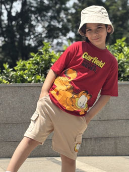 Napchief - Red Garfield Wake Me Never T-shirt & Shorts