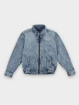 Tommy Hilfiger - Blue Solid Regular Fit Cotton Jacket