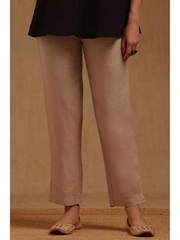 Soch - Womens Beige Linen Blend Pant