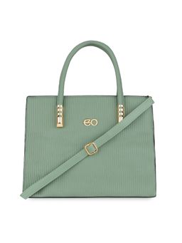 E2O - Classy Green Striped Satchel Handbag for Women's
