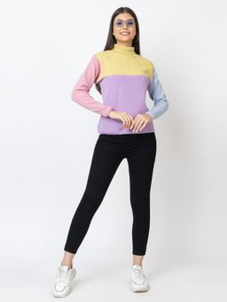 Kvetoo - Multi-Color Turtle Neck Sweater for Women