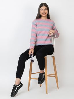 Kvetoo - Pink Round Neck Sweater for Women