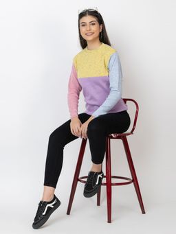 Kvetoo - Multi-Color Round Neck Sweater for Women