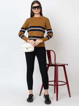 Kvetoo - Mustard Round Neck Sweater for Women