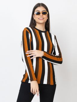 Kvetoo - Multicolor Round Neck Sweater for Women