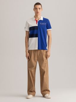 GANT - Men Blue Color Block Regular Polo T-shirt