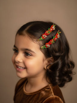 Choko - Scarlet X-Mas Hair Clips - Red & Green