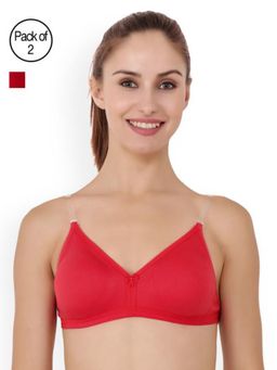 Floret - Pack of 2 Solid T Shirt Bra - Red