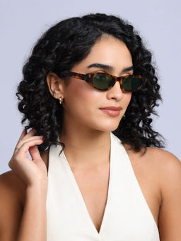 Twenty Dresses by Nykaa Fashion - Brown Chic Animal Print Rectangular Sunglasses