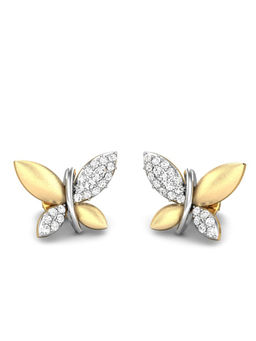 Candere by Kalyan Jewellers - 18K BIS Hallmark Yellow Gold & Diamond Butterfly Earrings