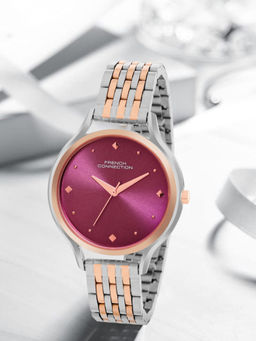 French Connection - Womens Purple Round Analog Watch- Fcn096Rtm (Medium)