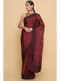 Soch - Maroon Silk Embroidered with Unstitched (Set of 2)