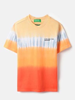 United Colors of Benetton - Boys Orange Pure Cotton Ombre T-shirt