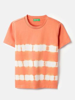 United Colors of Benetton - Boys Orange Pure Cotton Tie & Dye T-shirt