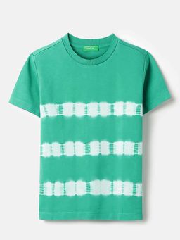 United Colors of Benetton - Girls Green Pure Cotton Tie & Dye T-shirt