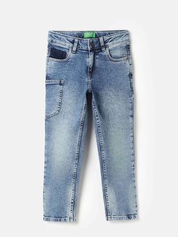 United Colors of Benetton - Boys Blue Polycotton Solid/Plain Jeans