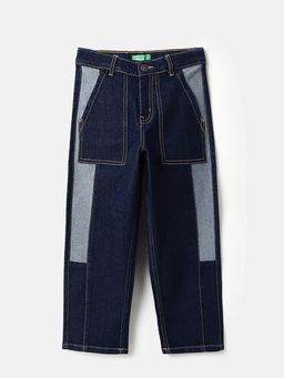 United Colors of Benetton - Boys Blue Polycotton Solid/Plain Jeans