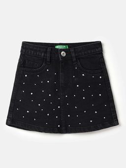 United Colors of Benetton - Girls Black Polycotton Embellished/Sequined Skirt