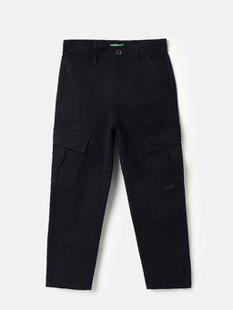 United Colors of Benetton - Boys Black Cotton Solid/Plain Trouser