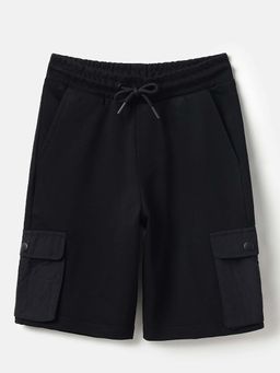 United Colors of Benetton - Boys Black Polyester Solid/Plain Shorts