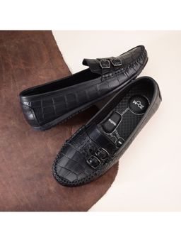 Zoom Shoes - Women Black Genuine Leather Slip-On Loafers