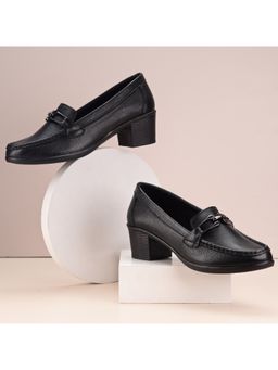 Zoom Shoes - Women Black Genuine Leather Slip-On Loafers