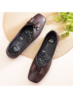 Zoom Shoes - Women Brown Genuine Leather Slip-On Ballerina