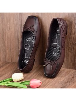 Zoom Shoes - Women Brown Genuine Leather Slip-On Ballerina