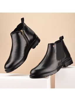 Zoom Shoes - Men Black Genuine Leather Chelsea Boots