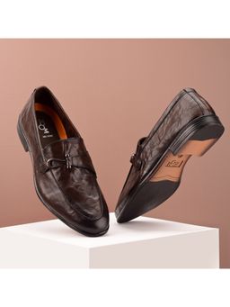 Zoom Shoes - A10642 Men Brown Genuine Leather Slip On Loafers