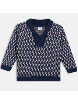 MINI KLUB - Boys Navy Blue Printed Sweater