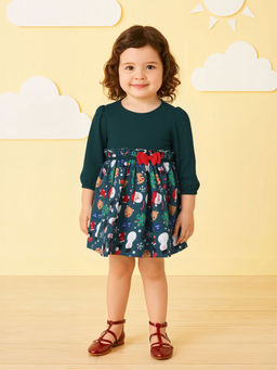 MINI KLUB - Girls Printed Dress - Green