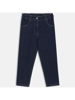 MINI KLUB - Girls Cotton Solid Denim Pant - Blue