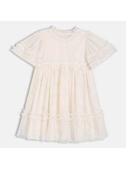 MINI KLUB - Girls Embroidered Dress - White