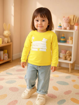 MINI KLUB - Girls Yellow Embroidered Sweatshirt